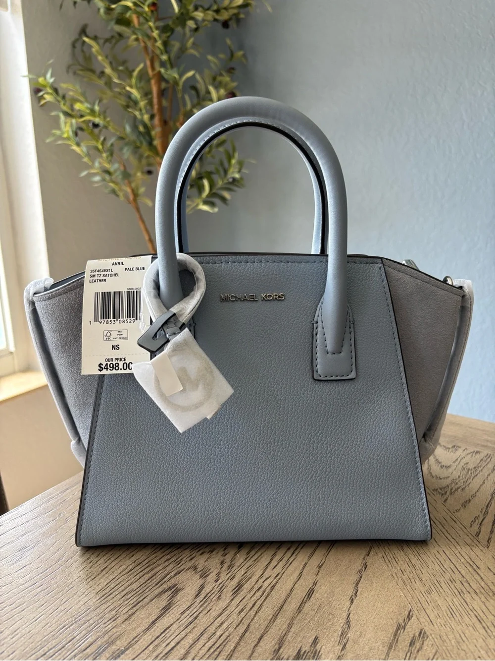 Michael Kors Avril Pale Blue Satchel-NWT